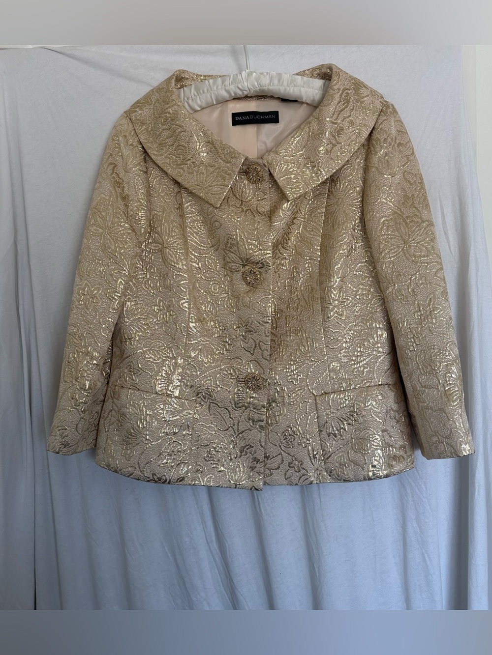 Dana Buchman Metallic Gold Floral Brocade Jacket